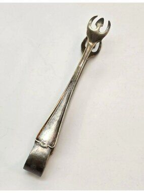 Antique Silverplate Sugar Tongs Serving Utensil Floral Claw Ends 4" CM2272